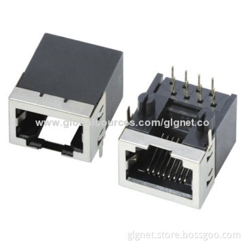 RJ45 1*1 port, half shielded, R/A type